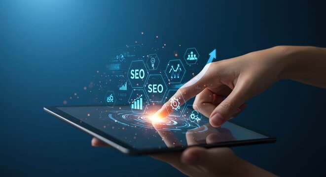 hand holding tablet with social network icon