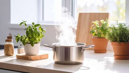 湯気の上がる鍋