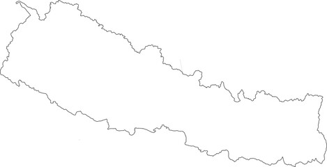 A clean outline map of Nepal, showing only the national border without any color fill or internal labels. This versatile vector is ideal for geographic, educational, and design projects.

