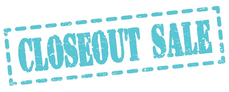 CLOSEOUT SALE text written on blue stamp sign.