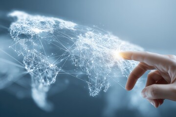 A hand touches a digital world map (2)