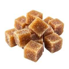 Brown Sugar Cubes: Texture, Detail, and Culinary Uses on transparent background
