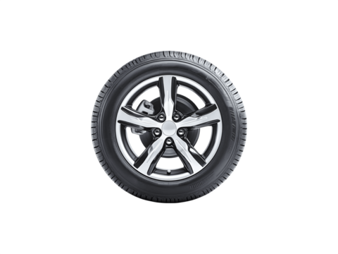 New car tires displayed, highlighting their tread pattern and rubber texture