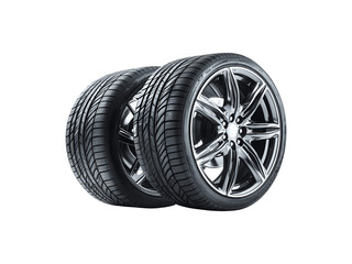 New car tires displayed, highlighting their tread pattern and rubber texture