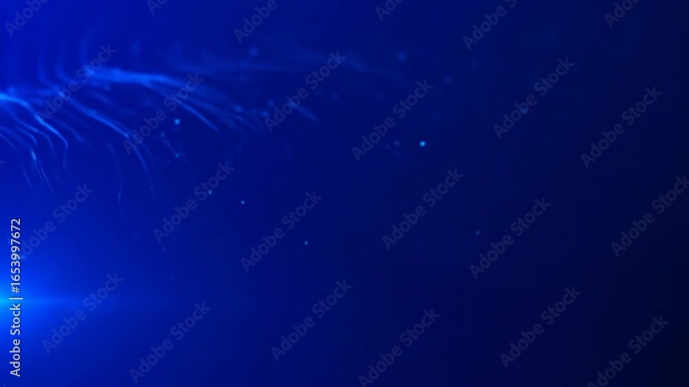 Poster dynamic blue waves flowing abstract background with particles and glowing lines