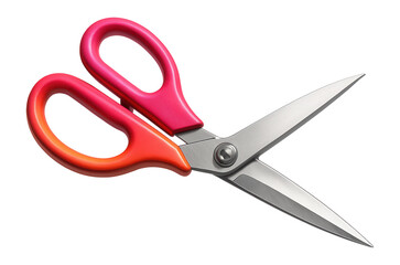 Colorful scissors with pink and orange handles.