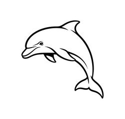 Obraz premium White dolphin silhouette against black background