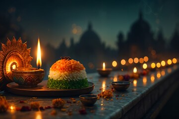 Festive Tricolored Food and Candles for Celebration
