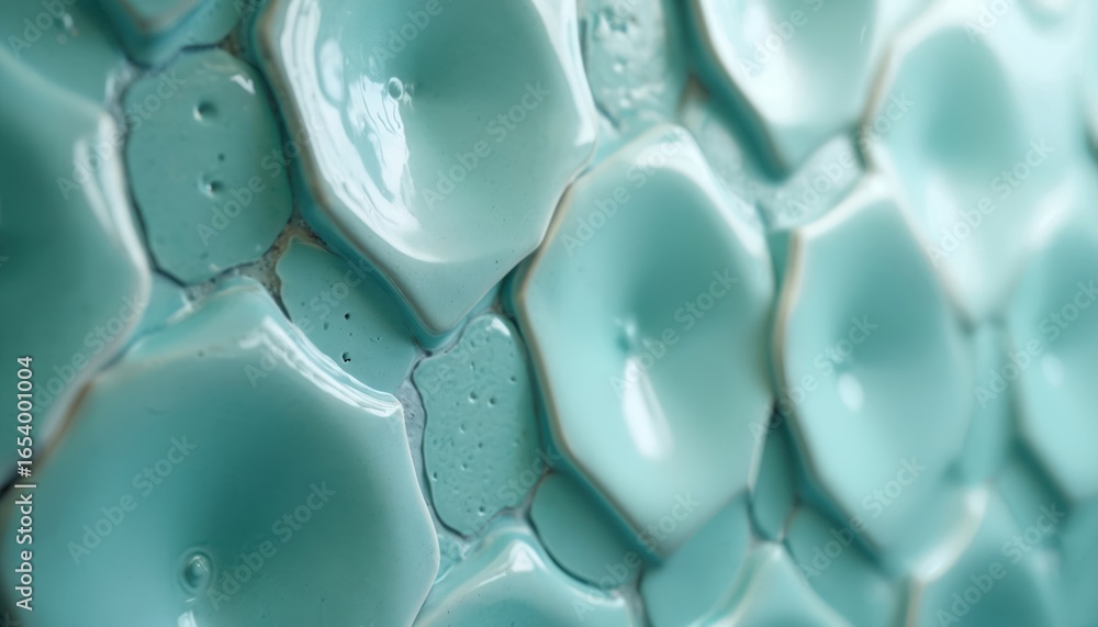 Aufkleber close-up of turquoise ceramic tiles with a seamless pattern of concave and convex shapes. this textu