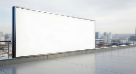 Blank Billboard Mockup on Rooftop with City Skyline Background for Advertising