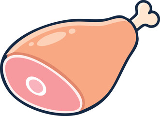 Cartoon illustration of a cooked ham hock, showcasing a pinkish-red center and a bone.