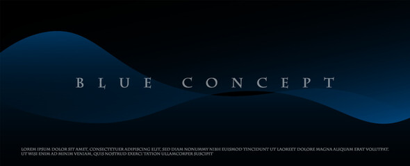 Modern dark blue abstract horizontal banner background with glowing geometric lines.Suitable for covers, brochures, presentations, flyers. vector