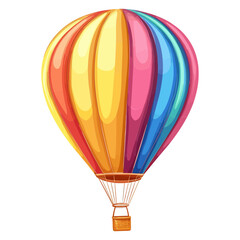 Fototapeta premium A vibrant, colorful hot air balloon icon with a cartoon style. This icon can be used on websites, blogs, and travel materials to represent adventure, travel, dreams, and special events.