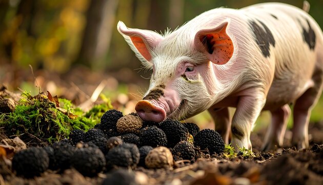 Pig foraging for truffles