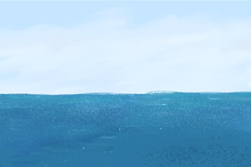 Blue sea background, aesthetic paint design
