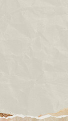 Wrinkled beige textured mobile wallpaper, ripped paper border design