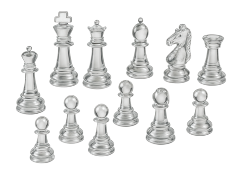 Classic glass chess pieces arranged for a strategic game.
