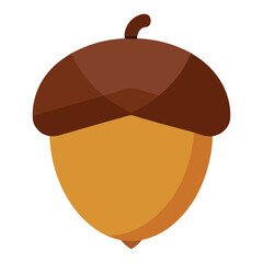 A detailed illustration of a single acorn with a textured dark brown cap and a smooth tan body on a white background