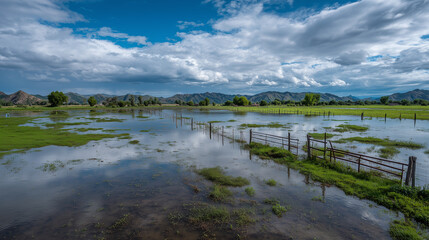 Obraz premium Swollen River Flood/氾濫する川