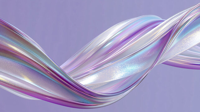 Abstract iridescent wave with pastel shimmer and fluid motion. Futuristic gradient design is ideal for modern digital backgrounds and creative branding.