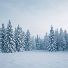 Naklejka premium A serene winter landscape with snow-covered mountains and a frozen river under a clear blue sky