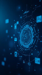 Obraz premium Futuristic technology visualization Abstract digital interface with circuit board elements, glowing data