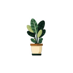 Fototapeta premium House plant icon in a pot, cozy home environment, flat minimal design, white background
