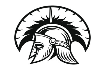 Spartan Helmet Design Classic Warrior Headgear with Plume on White