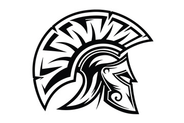 Spartan Helmet in Stormy Weather with Lightening on White Background