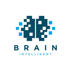 Creative Digital Brain Logo Design Template inspiration