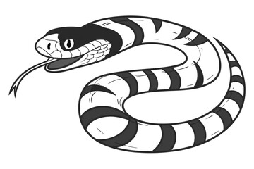 Naklejka premium Isolated on white background, a snake with tongue out illustration