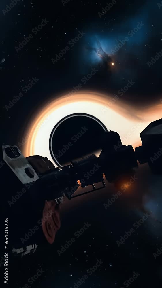 Aufkleber realistic 3d animation of a black hole with accretion disk in deep space
