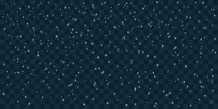 Winter blizzard. Snowflakes falling down. Snowy air flow. Realistic 3d vector illustration isolated on a transparent background.
