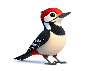 Obraz premium Plush woodpecker with realistic textures and playful features in vibrant colors