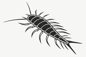 Illustration of a silverfish insect isolated on white background