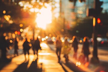 Fototapeta premium City sunset pedestrian scene