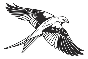 Illustration of a kite bird soaring in the sky isolated on white background