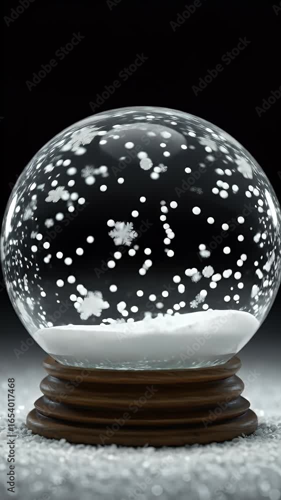 Poster realistic 3d rendering of a snowy snow globe with falling snowflakes