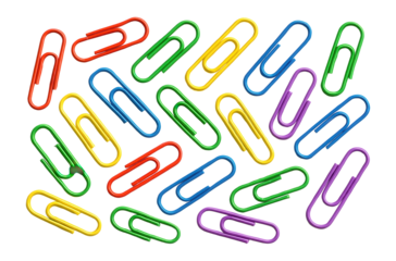Colorful paper clips viewed from above.