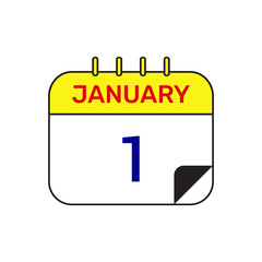 1 january calendar icon vector month illustration design