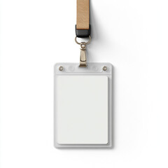 An empty rectangular ID card with a metal clip sits against a stark black background