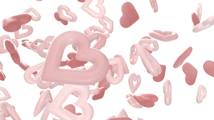 Pink hearts floating with a glossy style isolated on a transparent background, ideal for Valentine’s Day, weddings, romantic celebrations, and love-themed design projects.