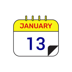 13 january calendar icon vector month illustration design