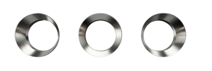 Three circular, metallic openings