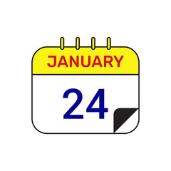 24 january calendar icon vector month illustration design