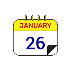 26 january calendar icon vector month illustration design