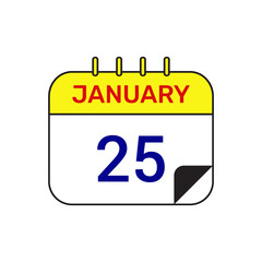 25 january calendar icon vector month illustration design