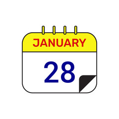 28 january calendar icon vector month illustration design
