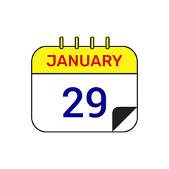 29 january calendar icon vector month illustration design