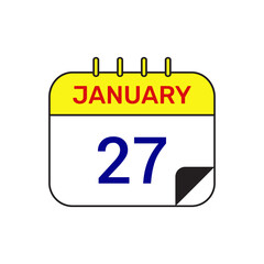 27 january calendar icon vector month illustration design